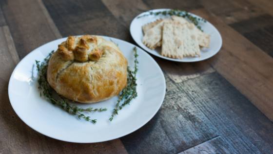 Baked brie in flaky puff pastry